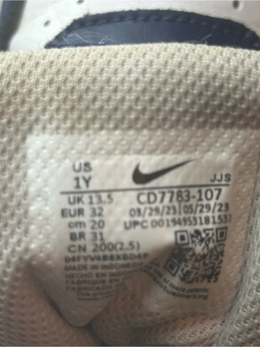 Nike Kids Navy and Cream High-Top Sneakers